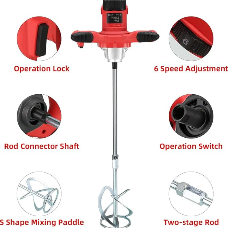 2300W Handheld Electric Cement and Mud Mixer (6-Speed, 110V)